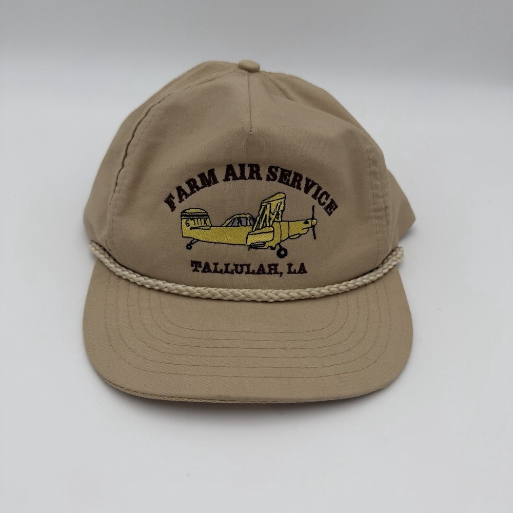 Vintage Farm Air Service Rope Hat Aviation Crop Duster Tallulah LA Cap - Picture 2 of 10